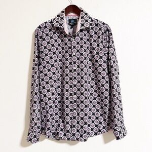 Michelsons London East End Floral Medallion Contrast Cotton Button Up